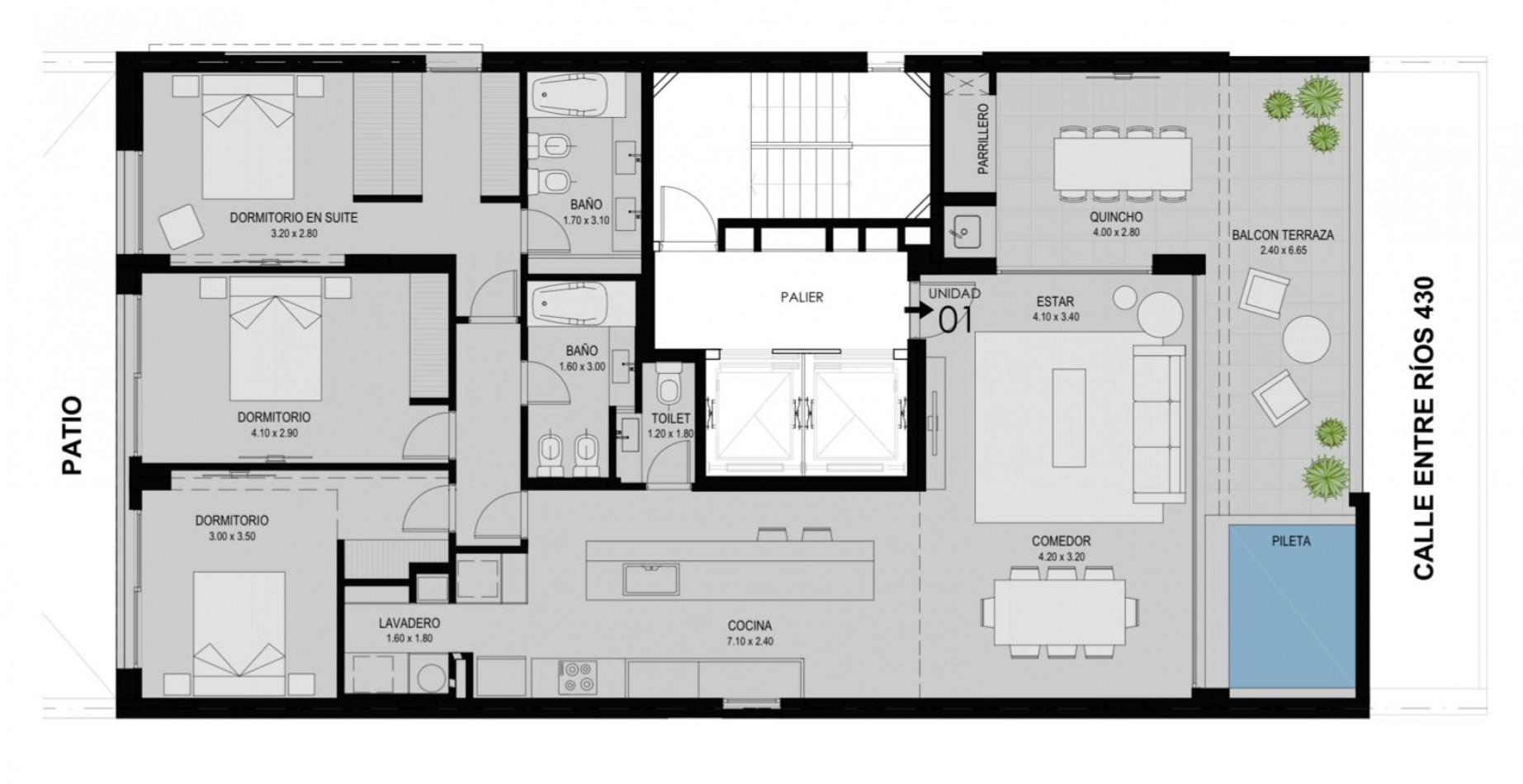 Entre Rios 430 - PISO EXCLUSIVO de 3 dormitorios con terraza, piscina y parrillero - Piso 13